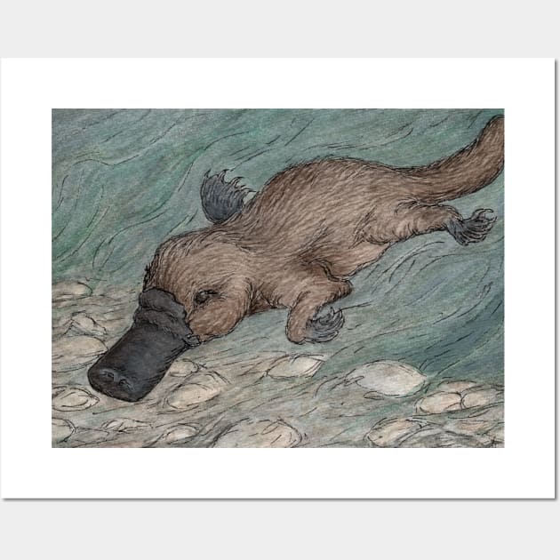 Platypus swimming Wall Art by AussieLogic